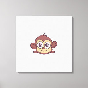 Cute monkey clipart canvas afdruk