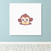 Cute monkey clipart canvas afdruk (Insitu (Houten vloer))