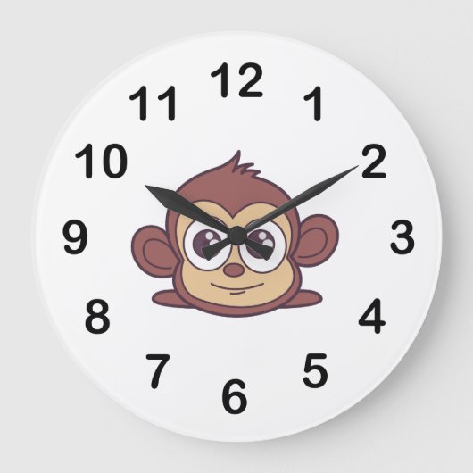 Cute monkey clipart grote klok (Voorkant)