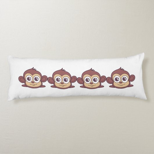 Cute monkey clipart lichaamskussen (Achterkant)