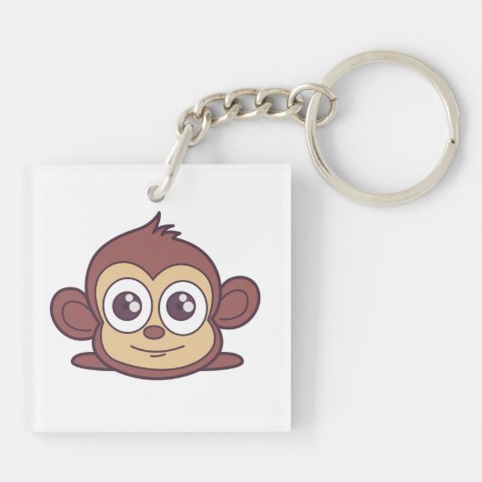 Cute monkey clipart sleutelhanger (Achterkant)