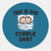 Cute Monkey Couple This Is Our Cuddle  Ronde Sticker (Voorkant)