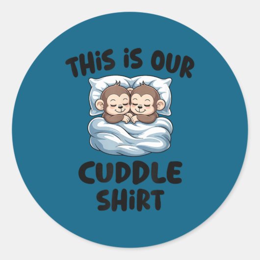 Cute Monkey Couple This Is Our Cuddle  Ronde Sticker (Voorkant)