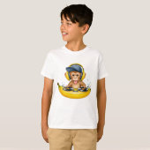 Cute Monkey DJ Illustratie T-shirt (Voorkant volledig)
