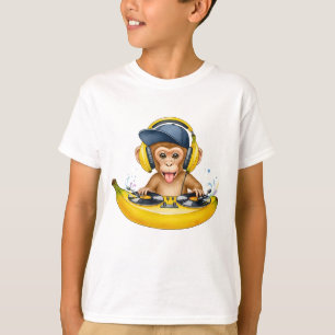 Cute Monkey DJ Illustratie T-shirt