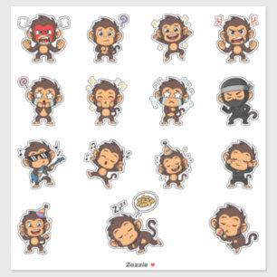 Cute Monkey Emoji Sticker Set