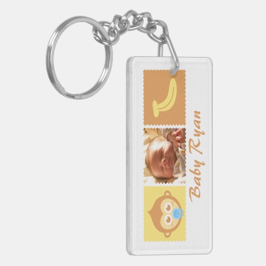 Cute Monkey en Banana for Newborns Sleutelhanger (Voorkant Links)