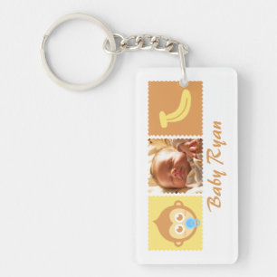Cute Monkey en Banana for Newborns Sleutelhanger
