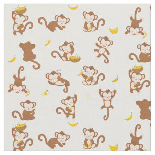 Cute Monkey en Bananas Pattern  Stof