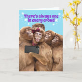 Cute Monkey - er is er één in elke kroondag Kaart (Gele Bloem)