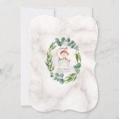 Cute Monkey Eucalyptus Krans Baby Shower Kaart (Achterkant)