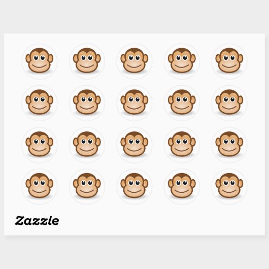 Cute Monkey Face Ronde Sticker (Vel)