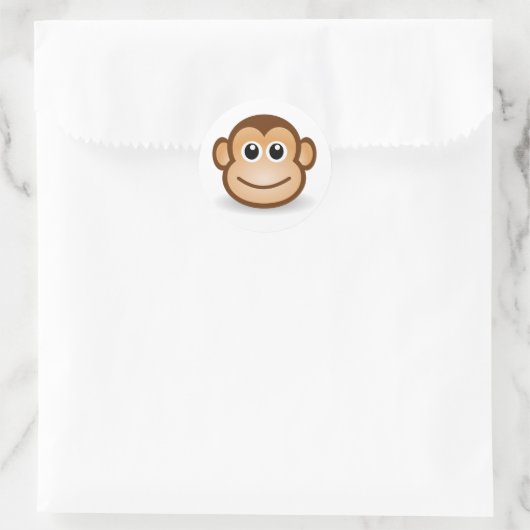Cute Monkey Face Ronde Sticker (Tas)