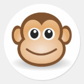 Cute Monkey Face Ronde Sticker (Voorkant)
