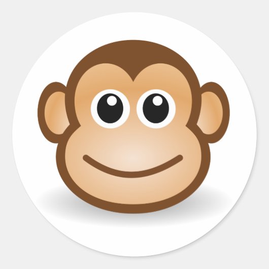 Cute Monkey Face Ronde Sticker (Voorkant)