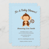 Cute Monkey Floral Baby shower Kaart (Voorkant / Achterkant)