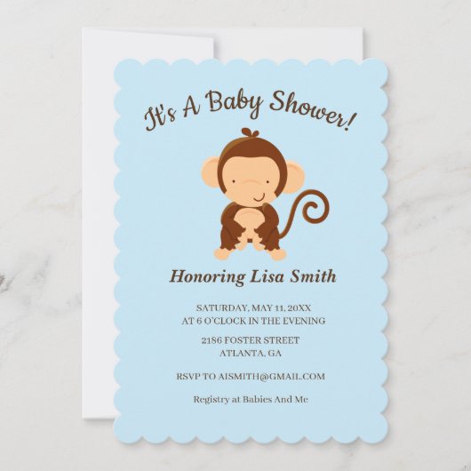 Cute Monkey Floral Baby shower Kaart (Voorkant)
