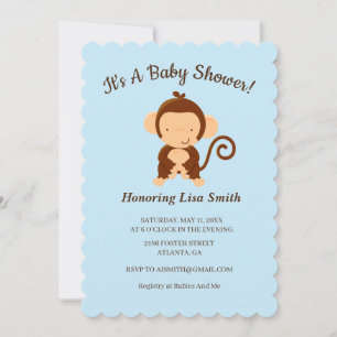 Cute Monkey Floral Baby shower Kaart