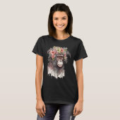 Cute Monkey Flower Crown Floral Watercolor T-shirt (Voorkant volledig)