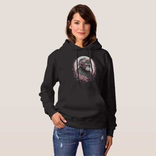 Cute Monkey Flower Crown Monkeys Hoodie (Voorkant volledig)