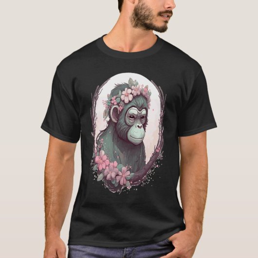 Cute Monkey Flower Crown Monkeys T-shirt (Voorkant)
