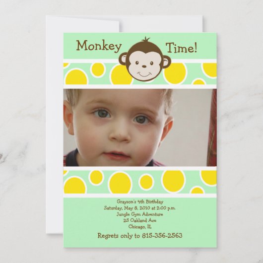 CUTE MONKEY *FOTO* Birthday Invitation Kaart (Voorkant)