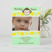 CUTE MONKEY *FOTO* Birthday Invitation Kaart (Staand voorkant)