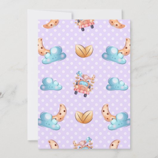 Cute Monkey Girl Baby Shower Drive Through    Kaart (Achterkant)