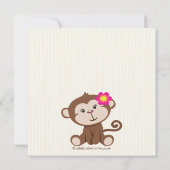 Cute Monkey Girl Baby shower Invitation Kaart (Achterkant)