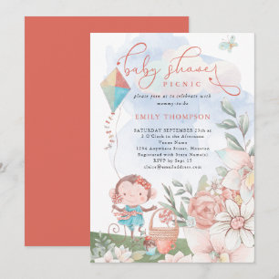 Cute Monkey Girl Kite Baby shower Picnic  Kaart