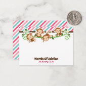 Cute Monkey Girl Oerwoud Advice Kaarten Baby showe Notitiekaartje (Voorkant / Achterkant in situ)