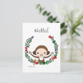 Cute Monkey Hallo Briefkaart Monkey met Flowers Ar (Staand voorkant)