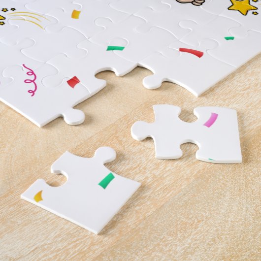 Cute Monkey Happy Birthday Cupcake Puzzles Legpuzzel (Zijkant)