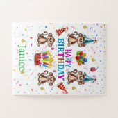 Cute Monkey Happy Birthday Cupcake Puzzles  Legpuzzel (Horizontaal)