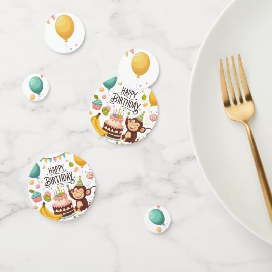 Cute Monkey Happy Birthday Feest Confetti (Groep)