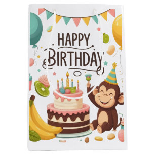 Cute Monkey Happy Birthday Verjaardagstaart Medium Cadeauzakje