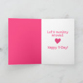 Cute Monkey heeft "hart aan" - Valentijnsdag Feestdagen Kaart (Binnen)