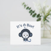 Cute Monkey - Het is een jongen! Briefkaart (Staand voorkant)