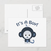Cute Monkey - Het is een jongen! Briefkaart (Voorkant / Achterkant)