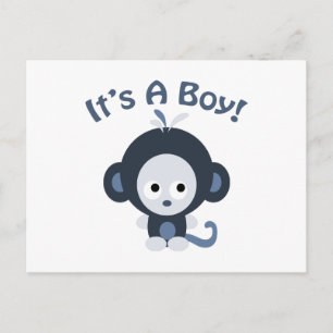 Cute Monkey - Het is een jongen! Briefkaart