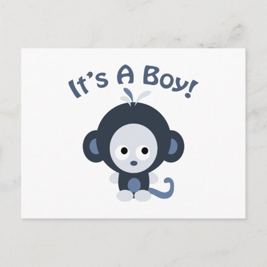 Cute Monkey - Het is een jongen! Briefkaart (Voorkant)