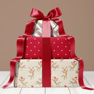 Cute Monkey Holiday Kerstmis Inpakpapier Vel