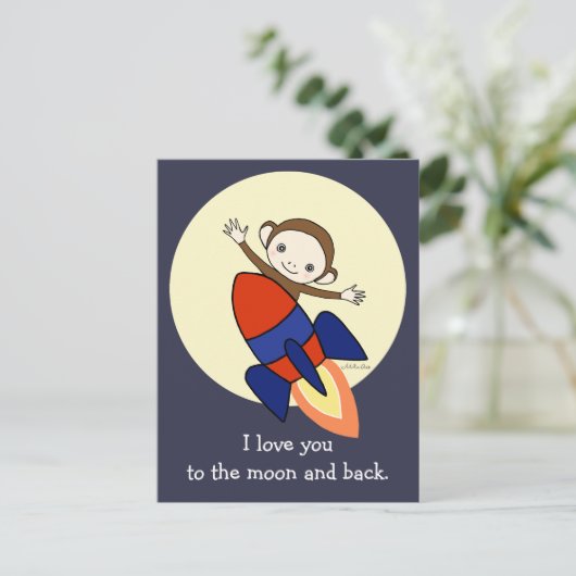 Cute Monkey, ik hou van je briefkaart Monkey op Ro (Staand voorkant)