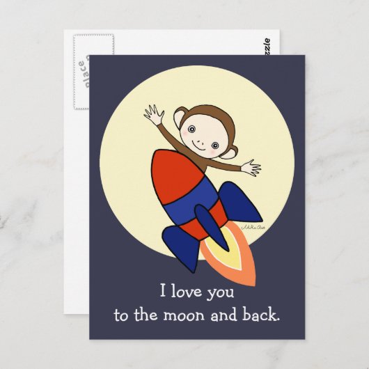 Cute Monkey, ik hou van je briefkaart Monkey op Ro (Voorkant / Achterkant)