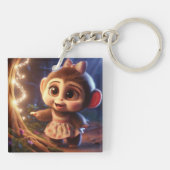 Cute monkey in a dress sleutelhanger (Achterkant)