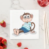 Cute Monkey in Blue Striped Shirt and Shorts Servet (Insitu)