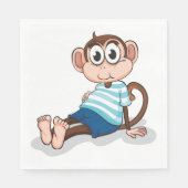 Cute Monkey in Blue Striped Shirt and Shorts Servet (Voorkant)