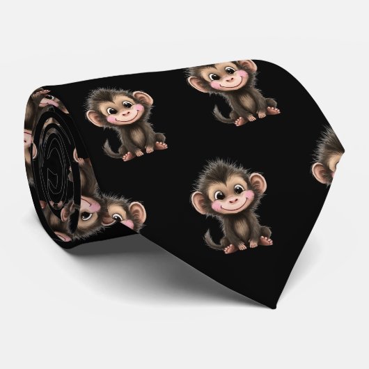 Cute Monkey Kawaii Nekdas Stropdas (Opgerold)