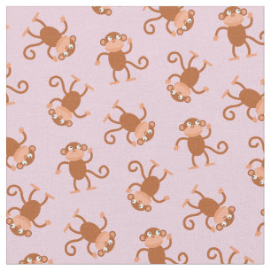 Cute Monkey Kinder Baby Neursery Light Pink Stof