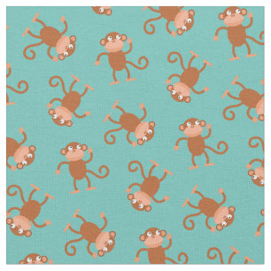 Cute Monkey Kinder Baby Nursery Blauwgroen Stof
